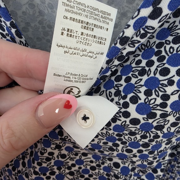 Boden Blue White Floral Jersey Estella Wide Leg Cute Cropped Jumpsuit Size 8 - Picture 7 of 9